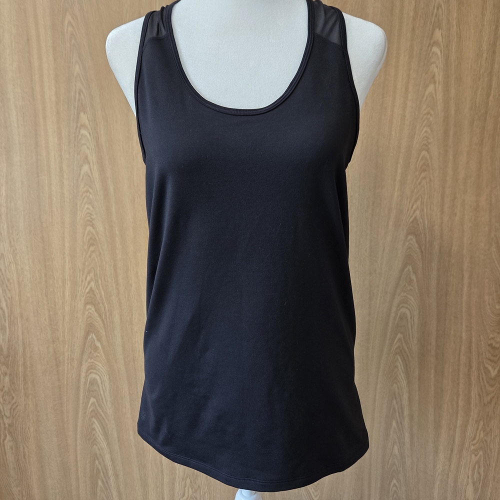 Athleta Black Mesh Rouched Back Tank
